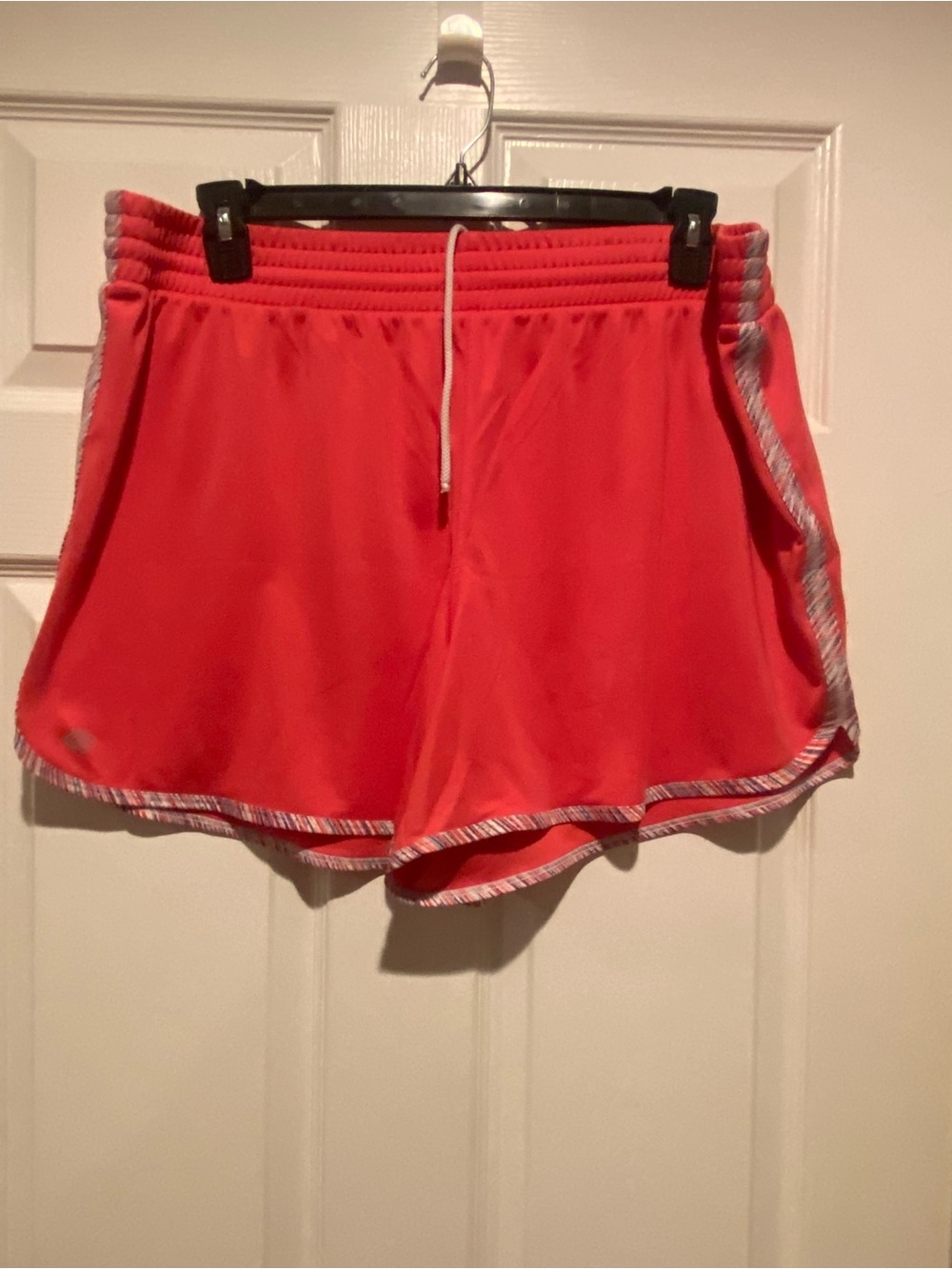 ZELOS Coral Athletic Shorts with White Trim